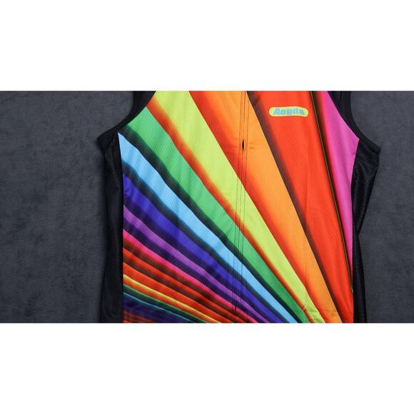 NEW: Aogda RAINBOW Full-Zip Cycling Shirt Jersey Mesh Sides Size Large - Picture 4 of 11